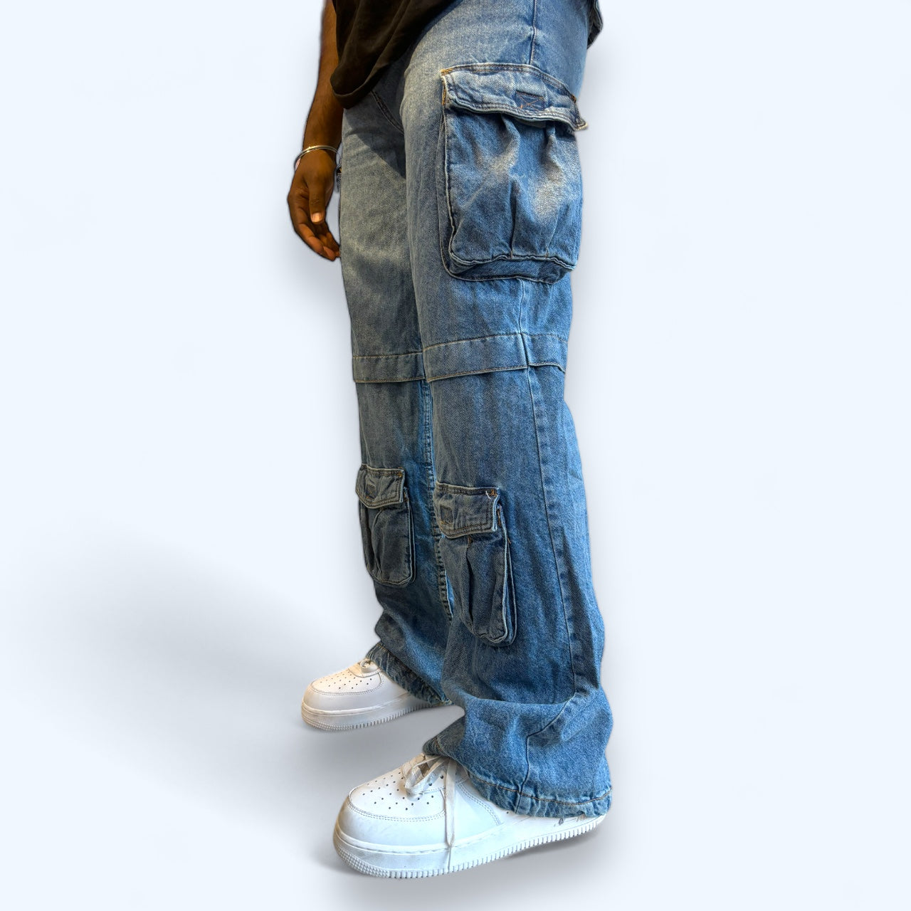 Velcro pocket baggy jeans