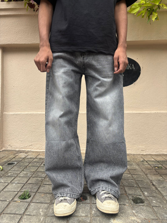 Faded grey straight fit pants