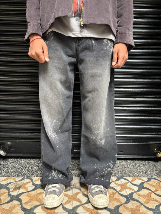 Faded spots black baggy pants