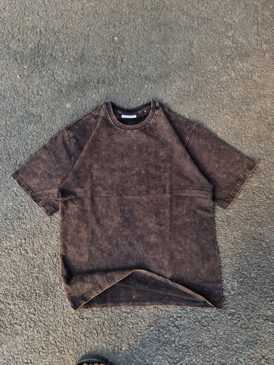 Brown Acid wash oversized tee