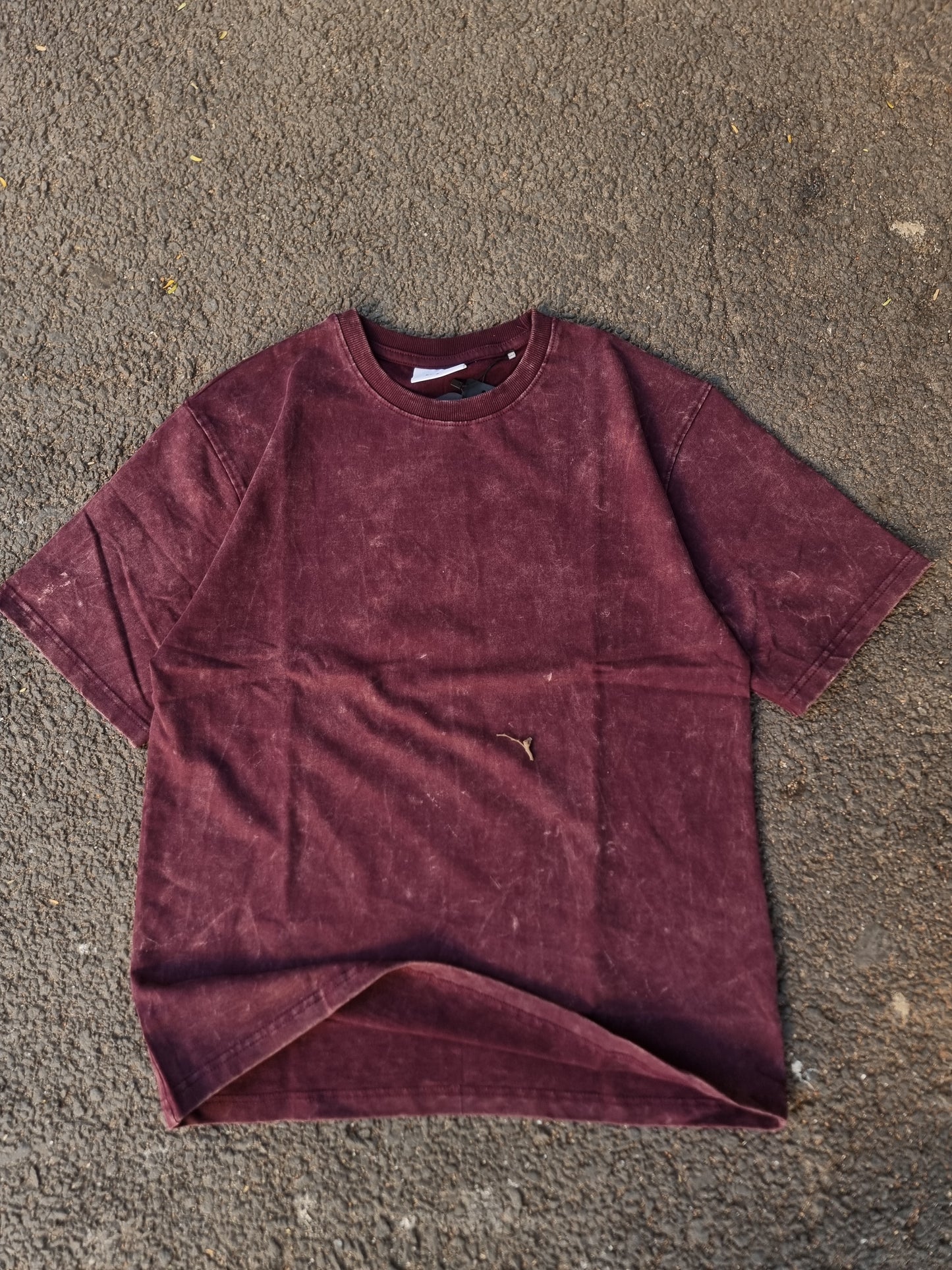 Maroon Acid wash oversized tee